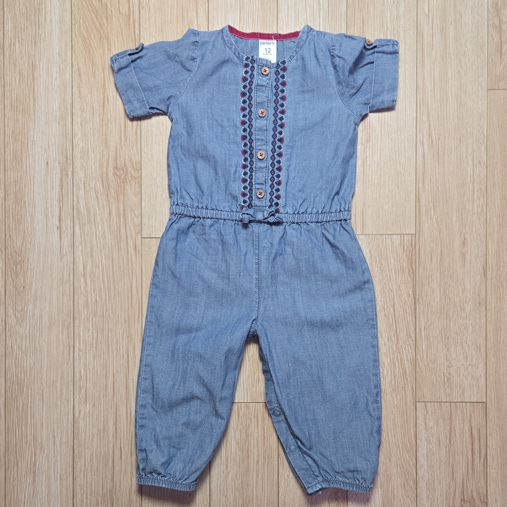 Carter's Blue Embroidered Kids Romper